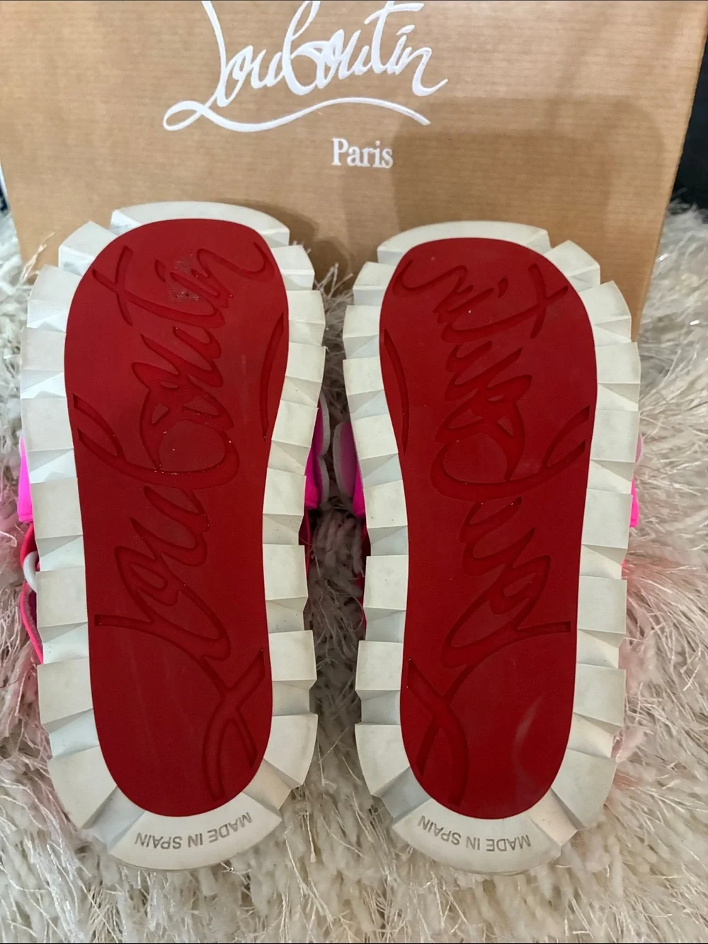 Christian Louboutin Kids Hot Pink and White Floral Sandals